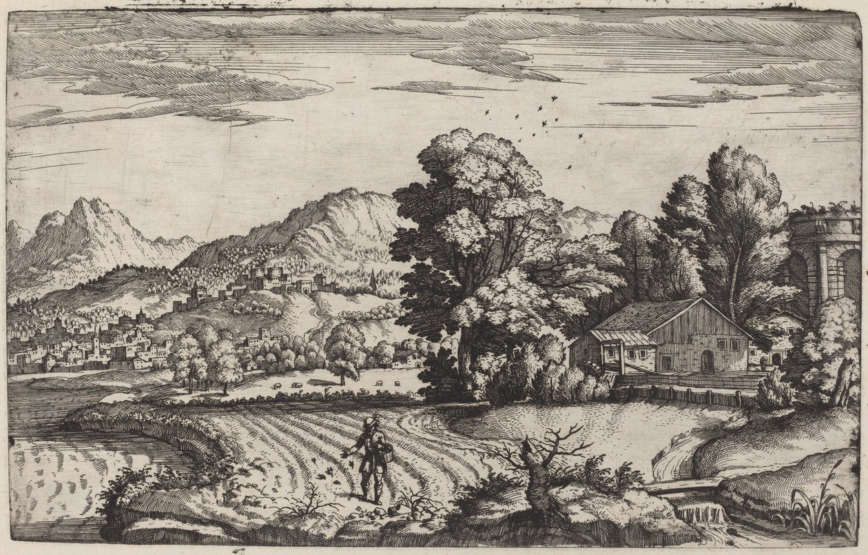 Mountainous Landscape with the Parable of the Sower by Giovanni Battista Fontana