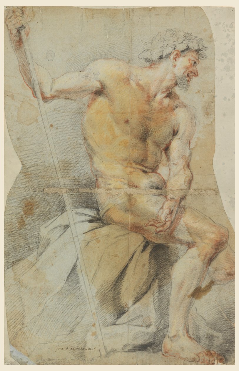 Study of a nude elderly man, Bacchus or one of his companions, 1660–70 by Giovanni Battista Merano