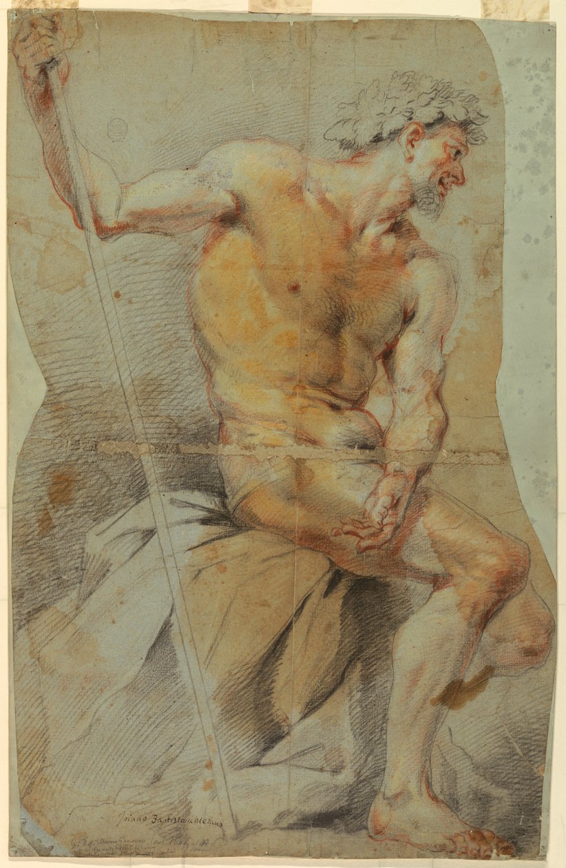 Study of a nude elderly man, Bacchus or one of his companions, 1660–70 by Giovanni Battista Merano
