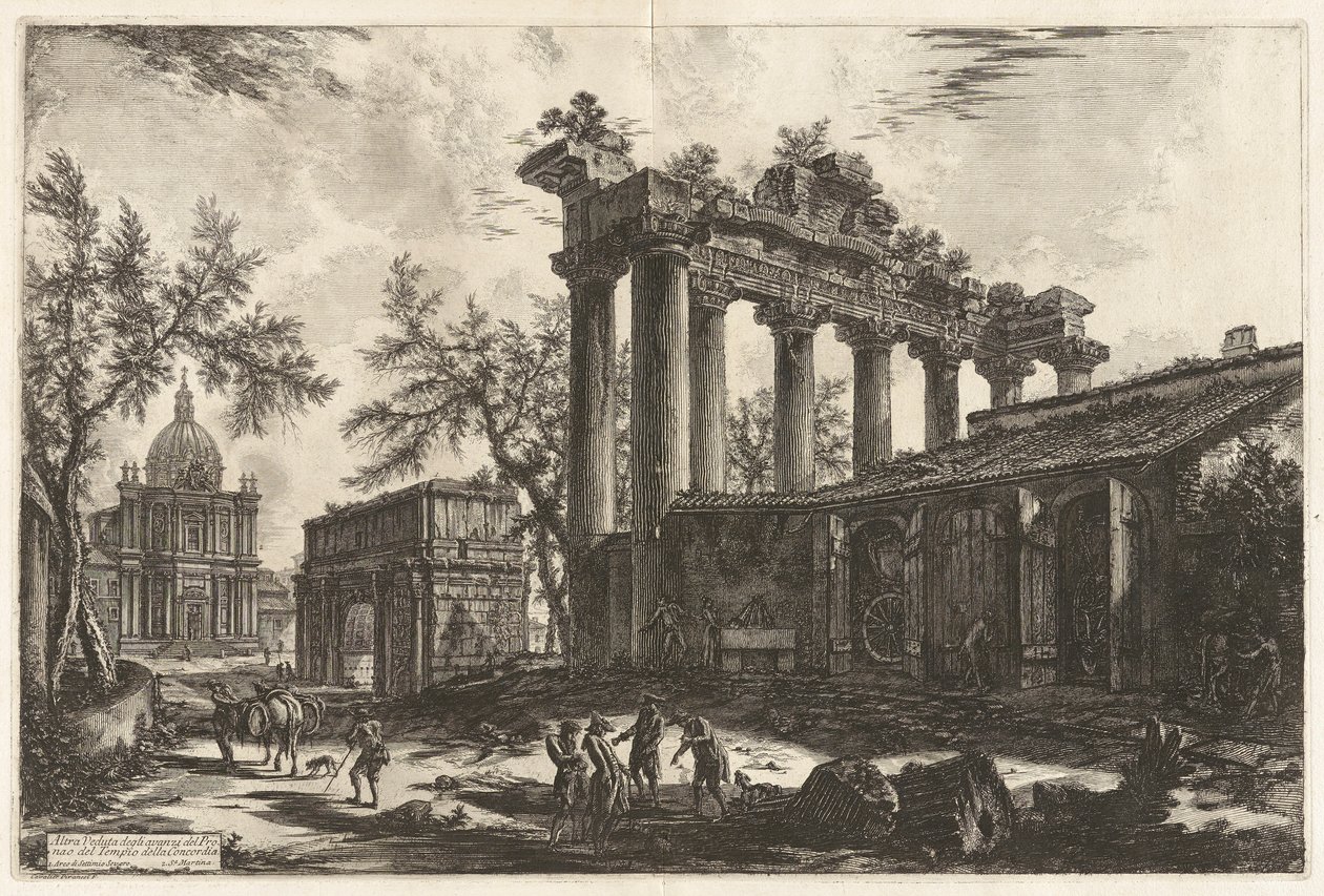 Another View of the Remains of the Pronaos of the Temple of Concord, from Views of Rome by Giovanni Battista Piranesi