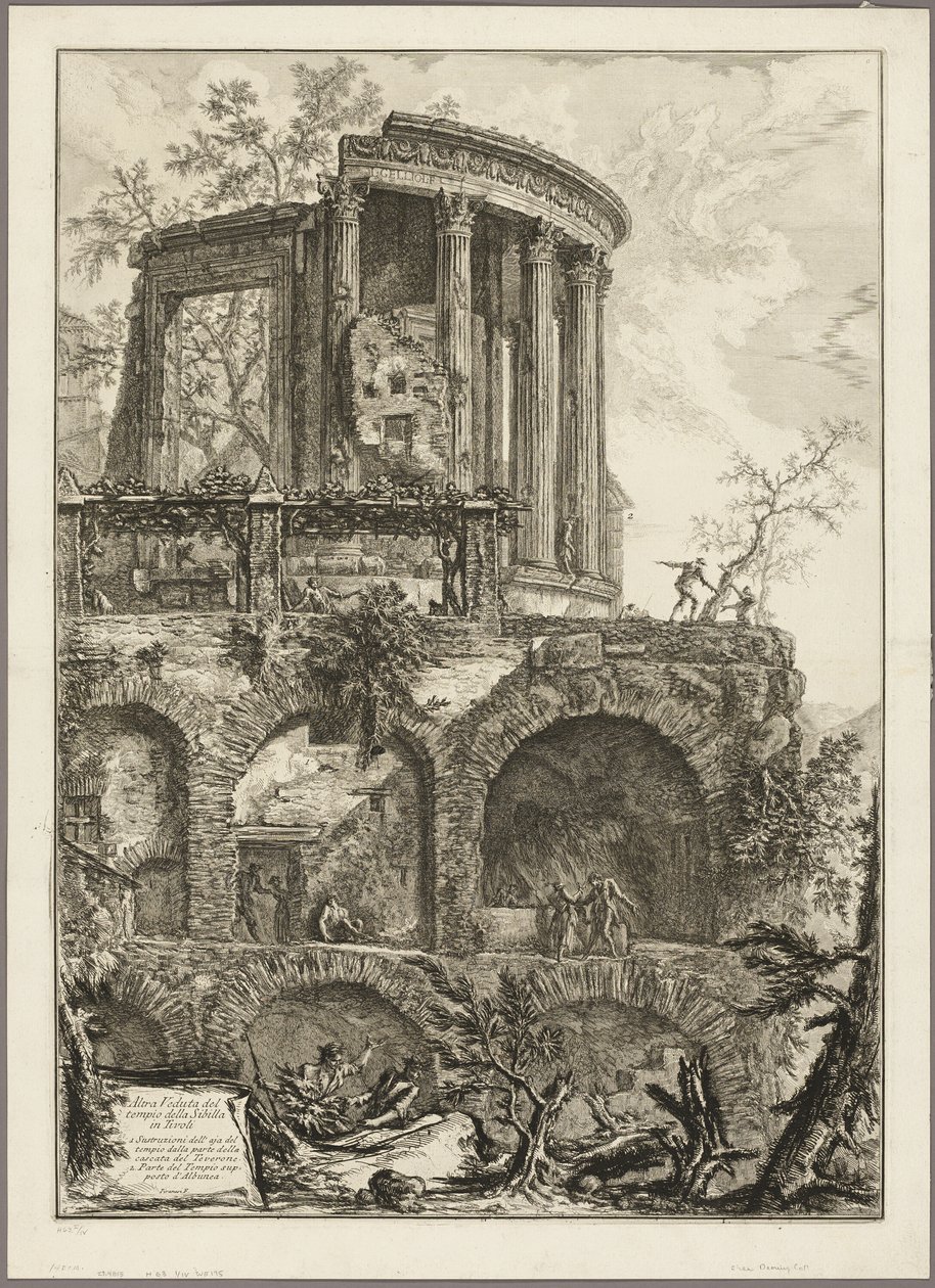 Another view of the Temple of the Sibyl in Tivoli, from Views of Rome by Giovanni Battista Piranesi