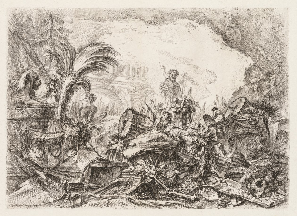 Groteschi: Ruins with a Statue of a Faun and a Fallen Column by Giovanni Battista Piranesi