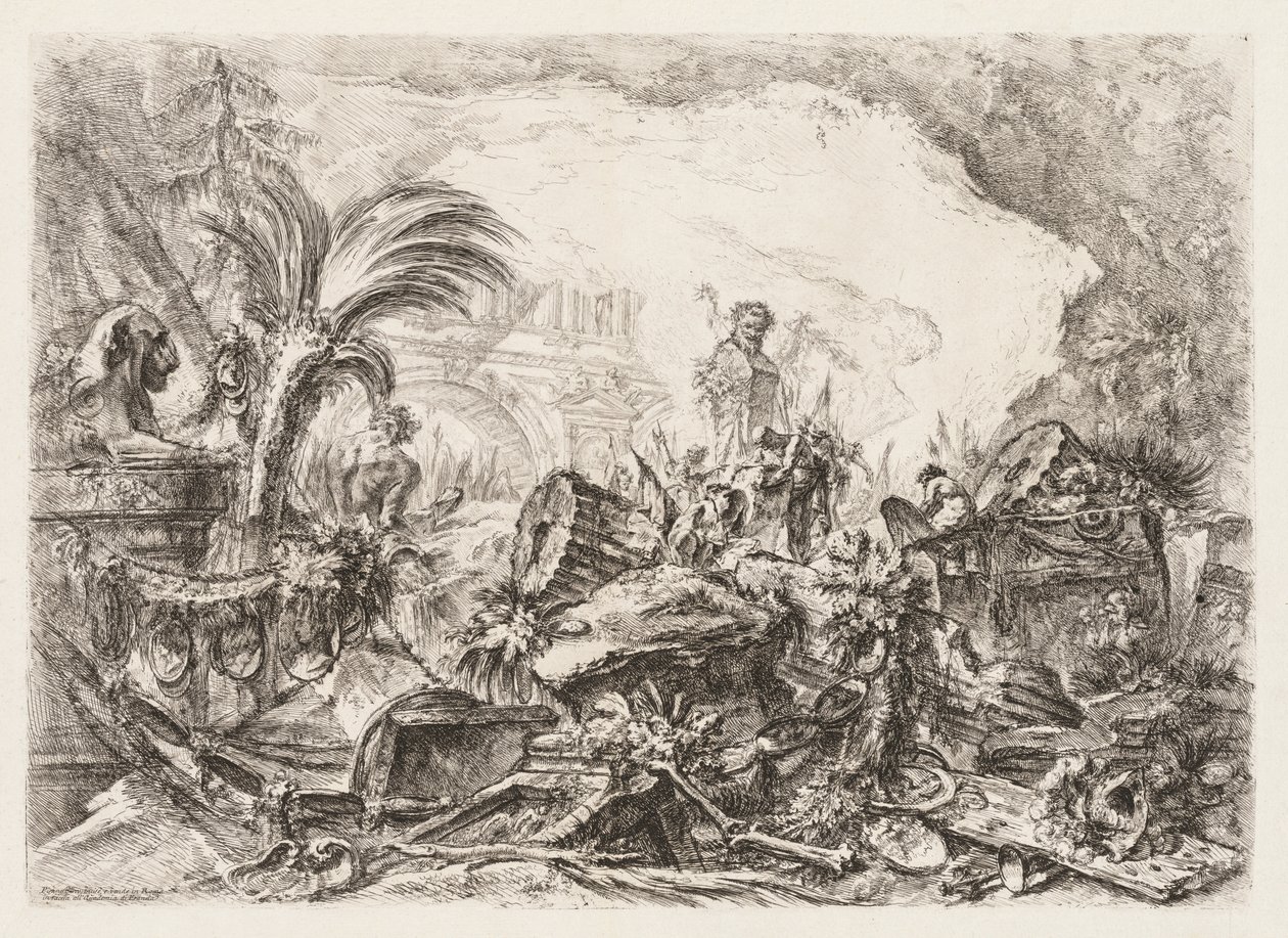 Groteschi: Ruins with a Statue of a Faun and a Fallen Column by Giovanni Battista Piranesi
