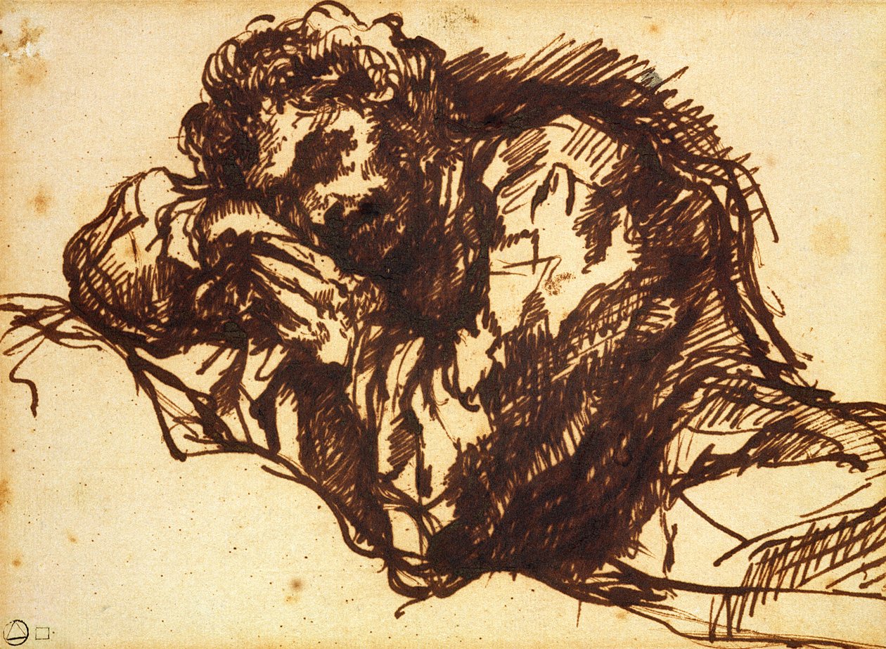 Half length portrait of a man bending over by Giovanni-Battista Piranesi