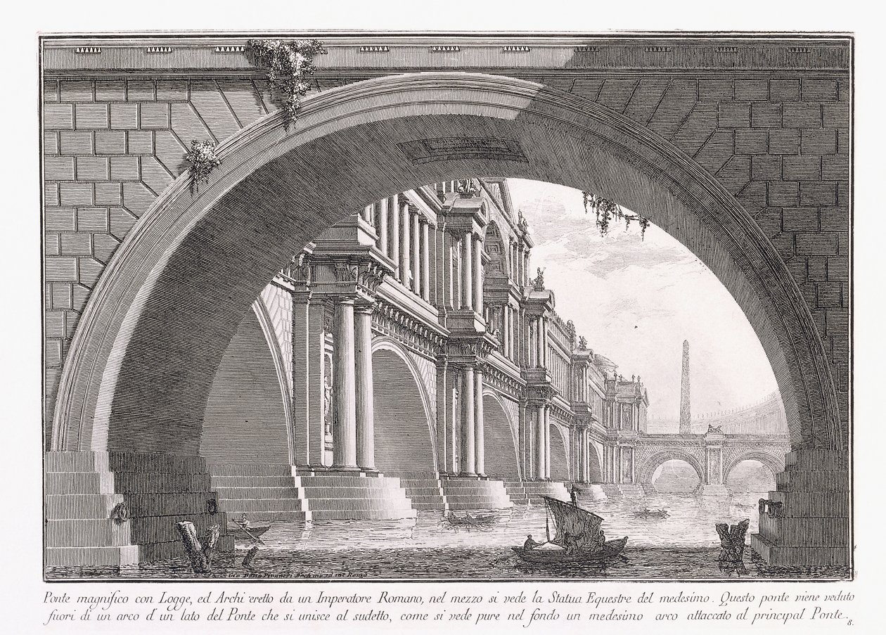 Magnificent Bridge with Loggia by Giovanni Battista Piranesi