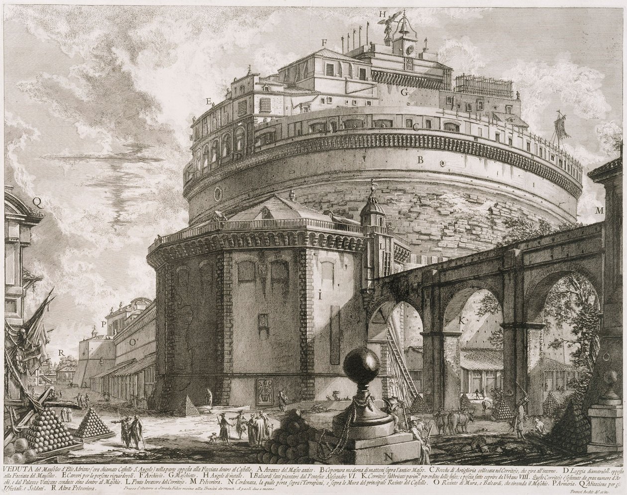 Mausoleum of Hadrian (Castel S. Angelo), from the series Vedute di Roma by Giovanni Battista Piranesi