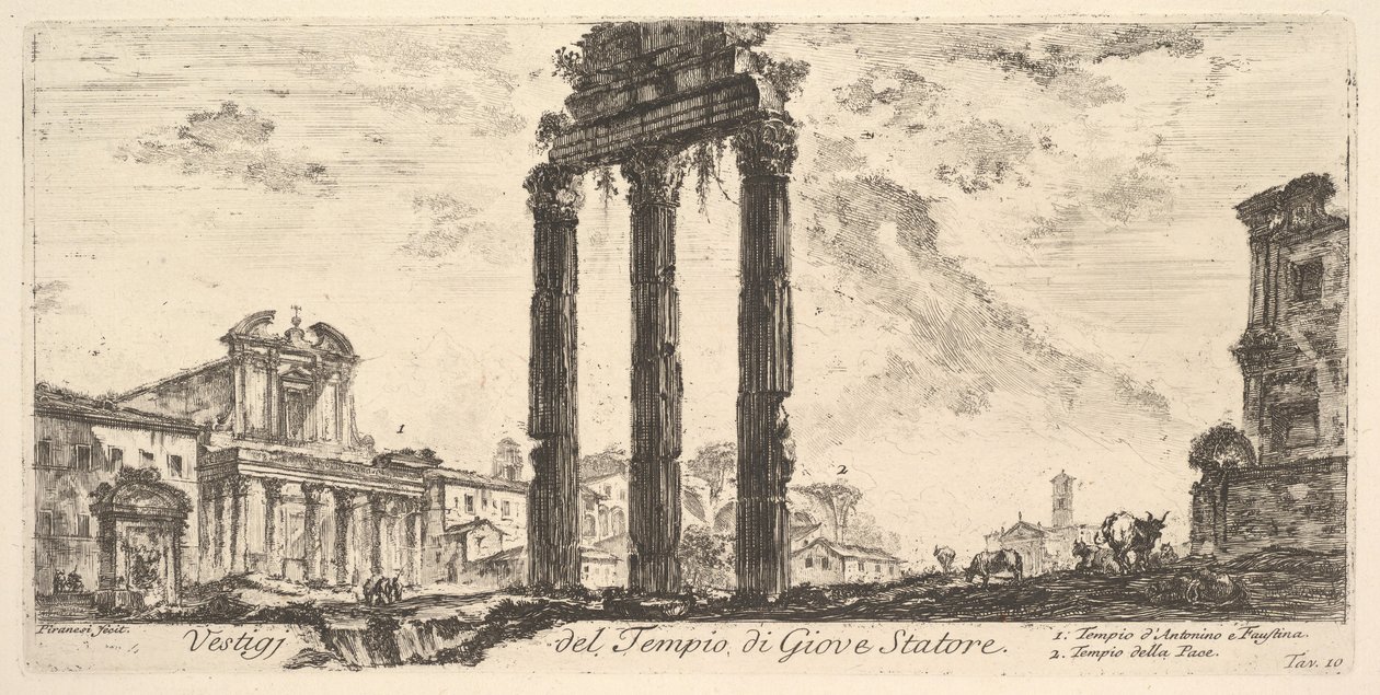 Ruins of the Temple of Jupiter Stator (Temple of Jupiter the Supporter) by Giovanni-Battista Piranesi