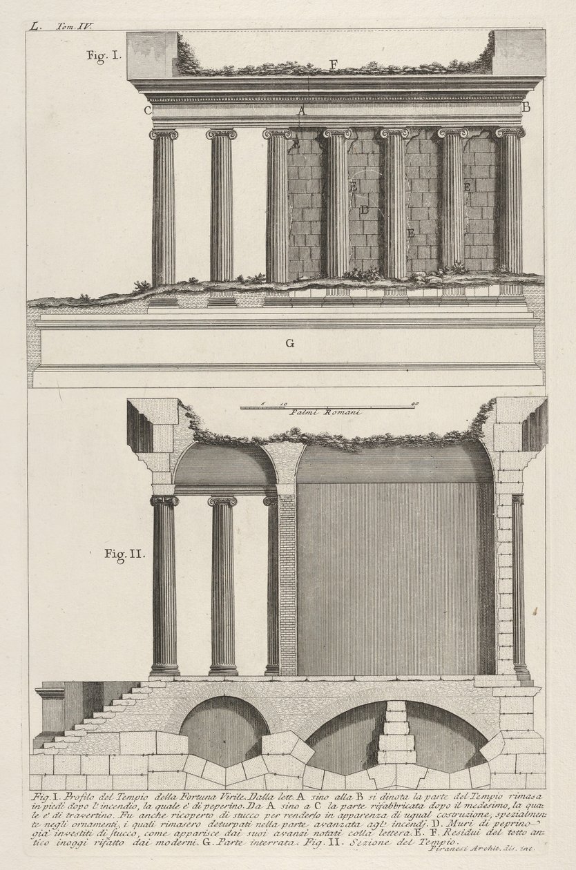 Profile of the Temple of Fortuna Virilis by Giovanni Battista Piranesi