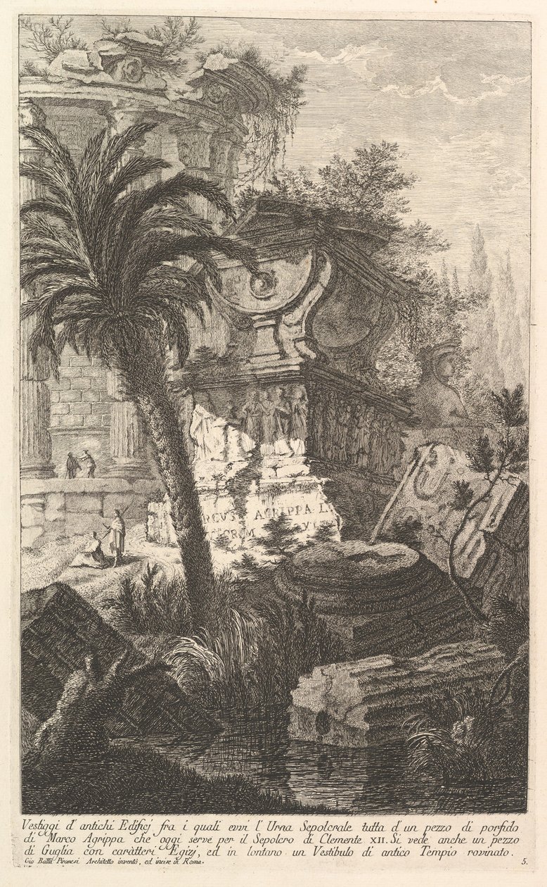 Remains of Ancient Buildings Among Which Stands the Sepulchral Urn of Marcus Agrippa by Giovanni Battista Piranesi