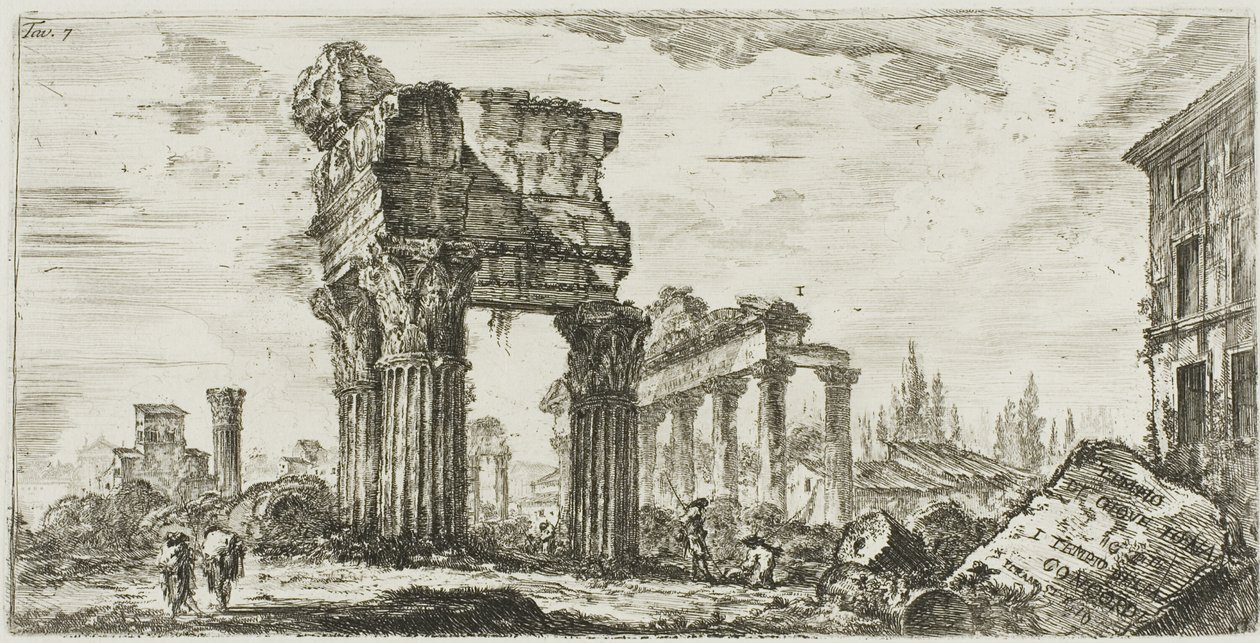 Temple of Jupiter Tonans [Jupiter the Thunderer]. Temple of Concord, plate 7 from Some Views of Triumphal Arches and other Monuments by Giovanni Battista Piranesi