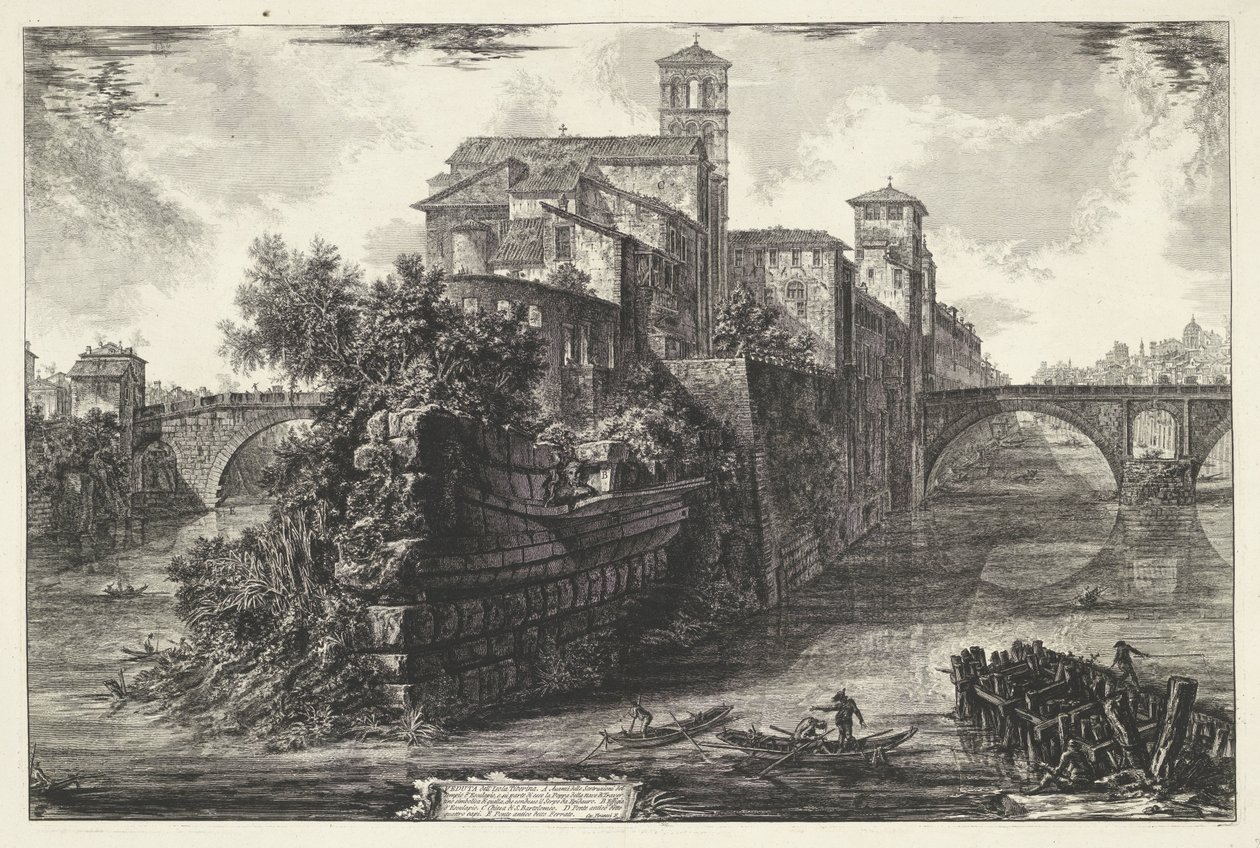 Tiber Island in Rome by Giovanni-Battista Piranesi