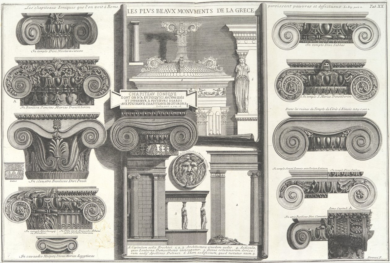 Various Roman Ionic Capitals Compared with Greek Examples, mid-18th century by Giovanni-Battista Piranesi