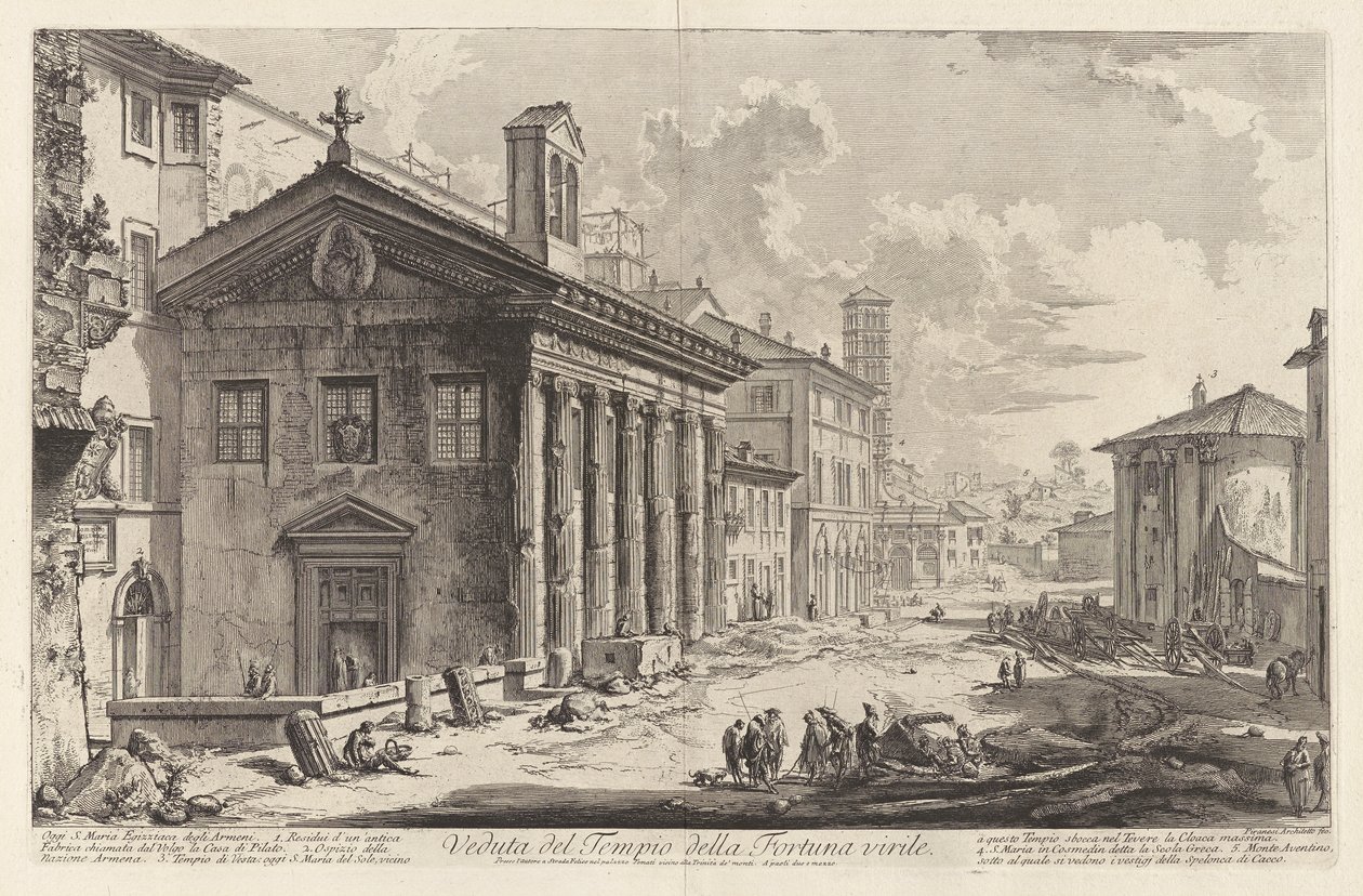 View of the Temple of Fortuna Virilis. Now the Armenian Church of Santa Maria Egizziaca (Views of Rome) by Giovanni Battista Piranesi