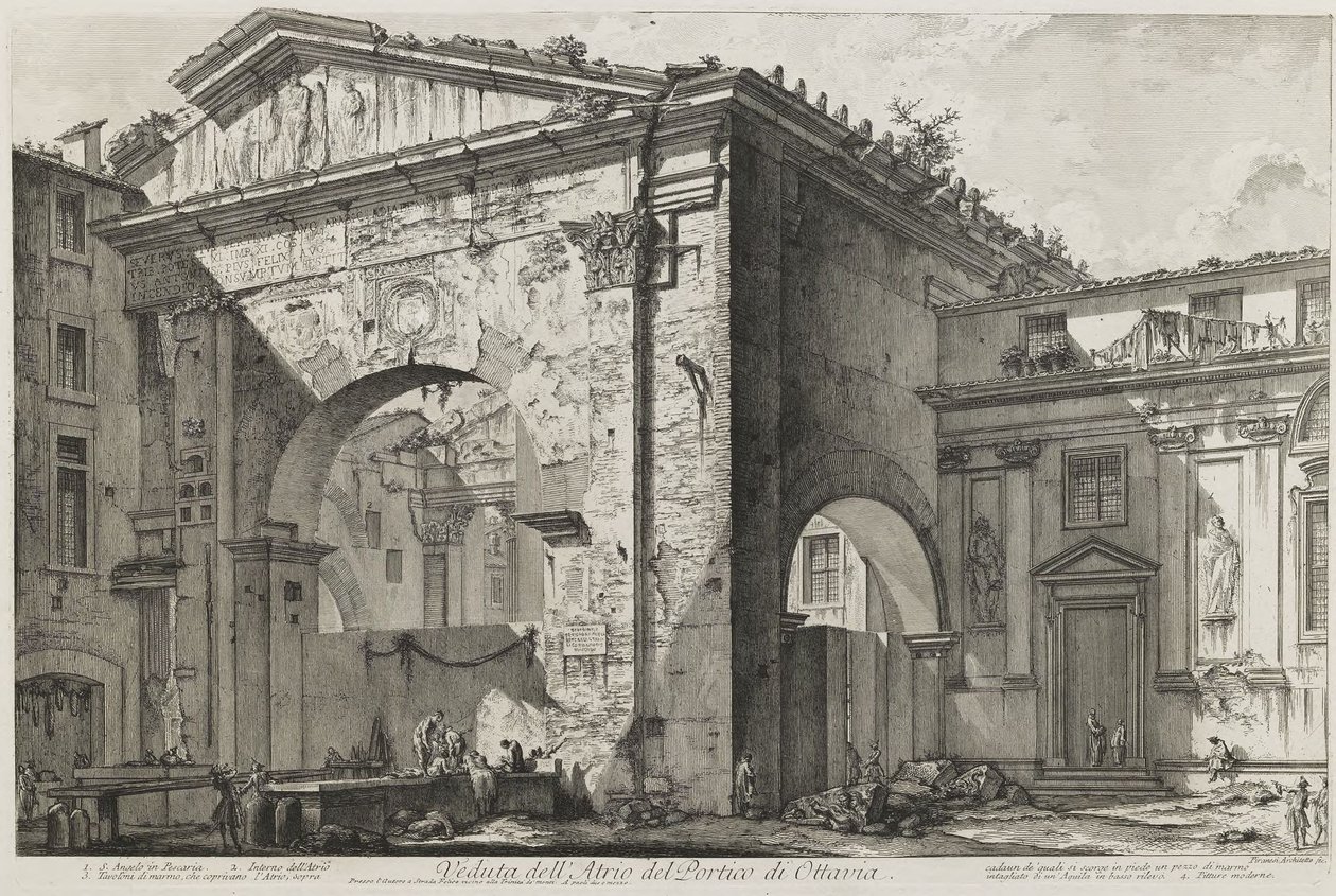 View of the Atrium of the Portico of Ottavia (The Portico of Ottavia: The Entrance Porch, Exterior) by Giovanni Battista Piranesi