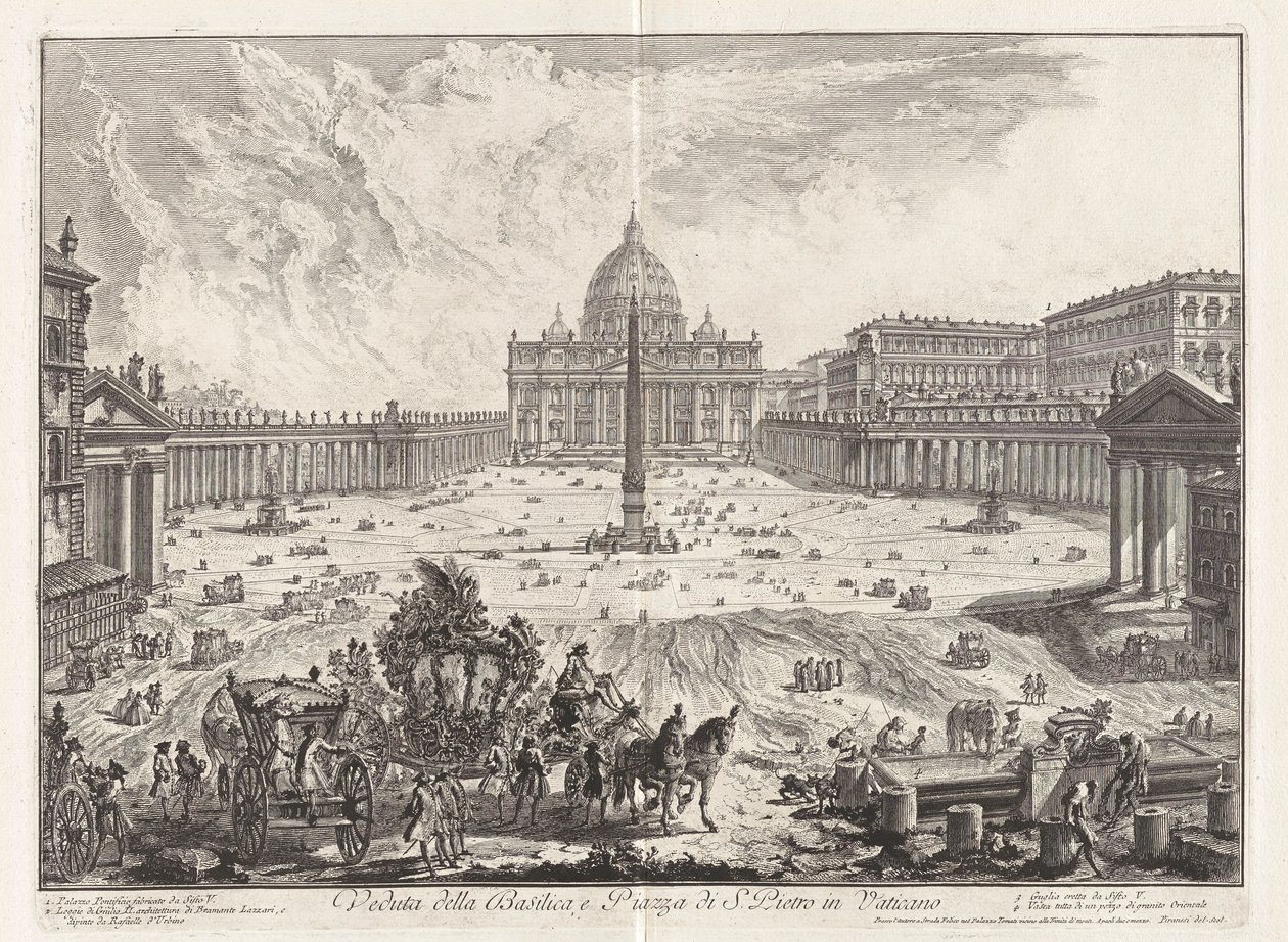 View of the Basilica, and Piazza of Saint Peter by Giovanni Battista Piranesi