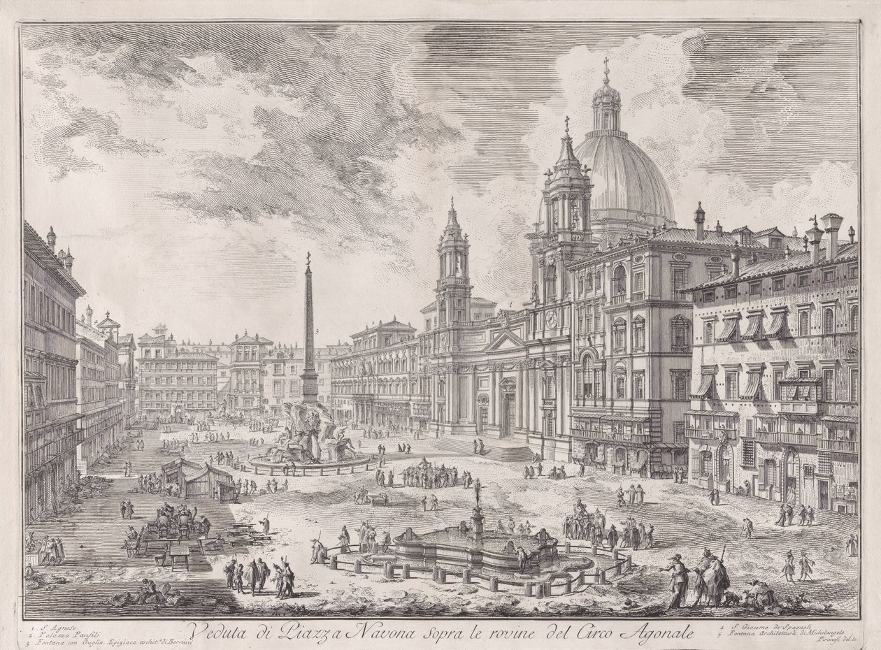 View of Piazza Navona Above the Ruins of the Circus of Domitian, from Views of Rome by Giovanni Battista Piranesi