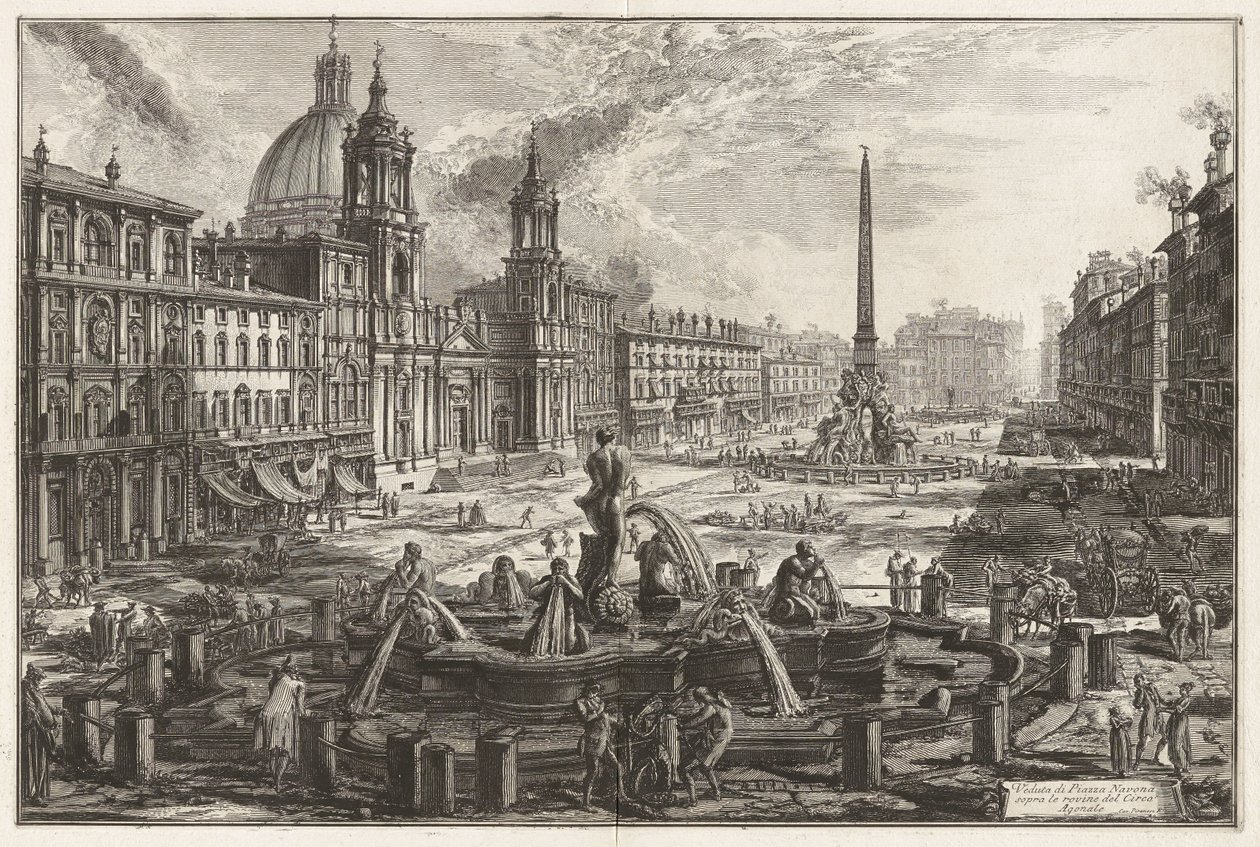 View of the Piazza Navona above the Ruins of the Circus Agonalis [Circus of Domitian], from Vedute di Roma (Views of Rome) by Giovanni Battista Piranesi
