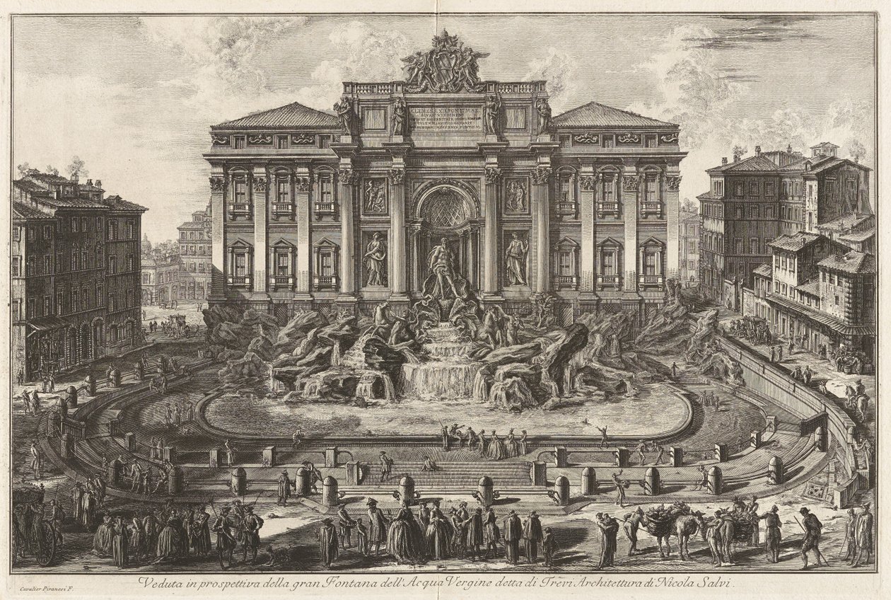 Perspective View of the Large Fountain of the Acqua Virgine, called the Trevi Fountain Architecture by Nicola Salvi, from Views of Rome by Giovanni Battista Piranesi