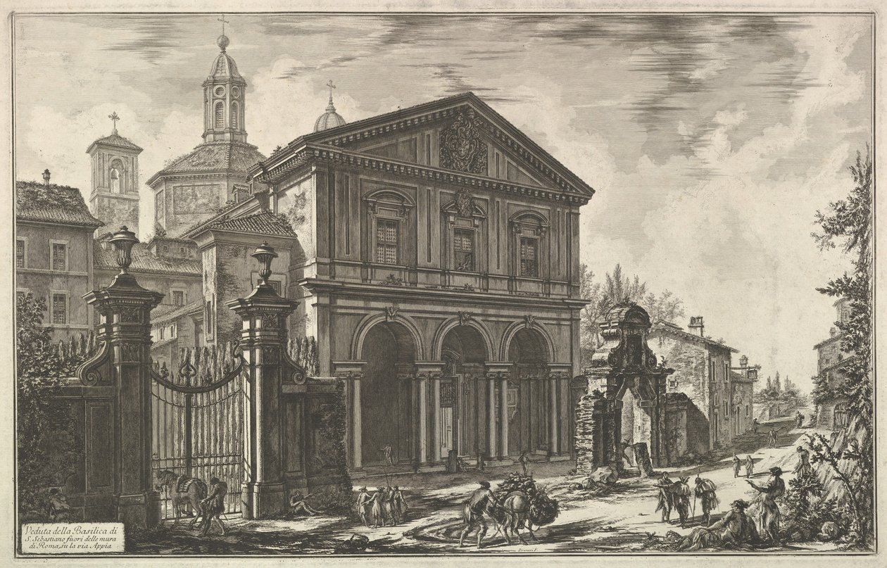 View of the Basilica of San Sebastiano fuori delle mura, ca. 1750 by Giovanni Battista Piranesi