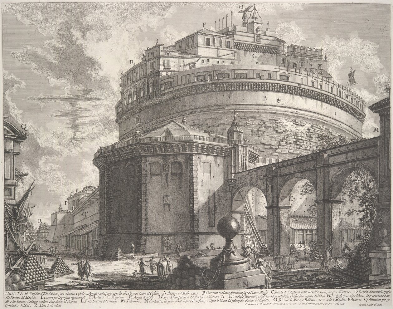 View of the Mausoleum of the Emperor Hadrian now called Castel S. Angelo by Giovanni Battista Piranesi