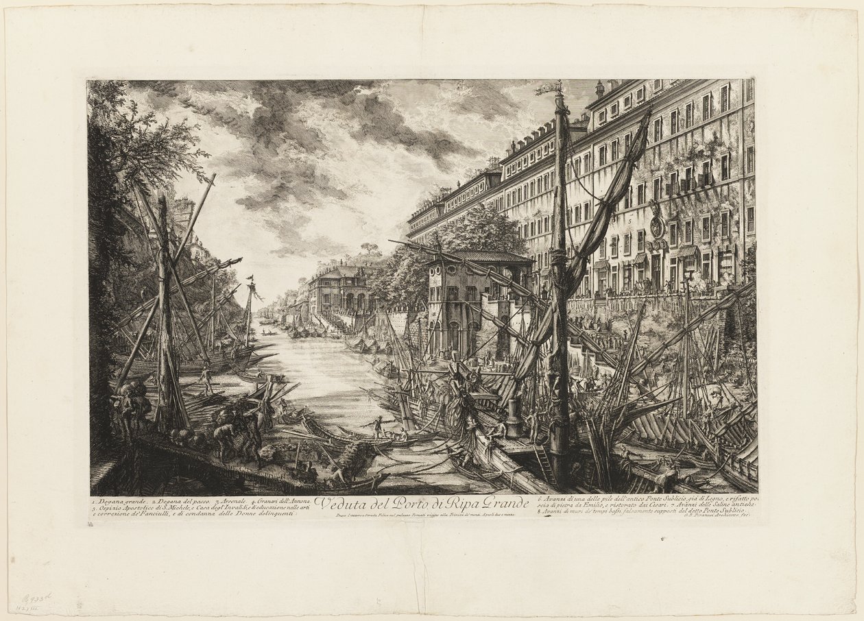View of the Port of Ripa Grande, from Views of Rome by Giovanni Battista Piranesi
