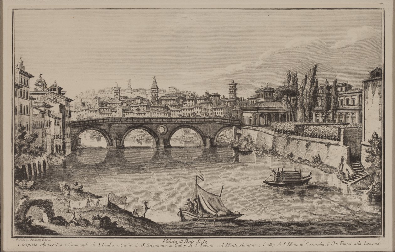 View of the Sisto Bridge by Giovanni Battista Piranesi
