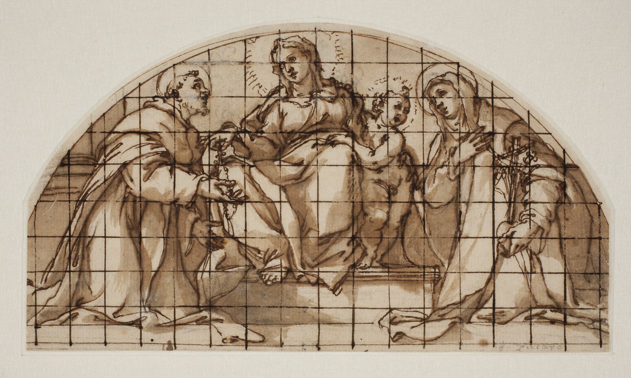 Lunette with the Madonna and Child with Sts Francis of Assisi and Catherine of Siena by Giovanni Battista Ricci