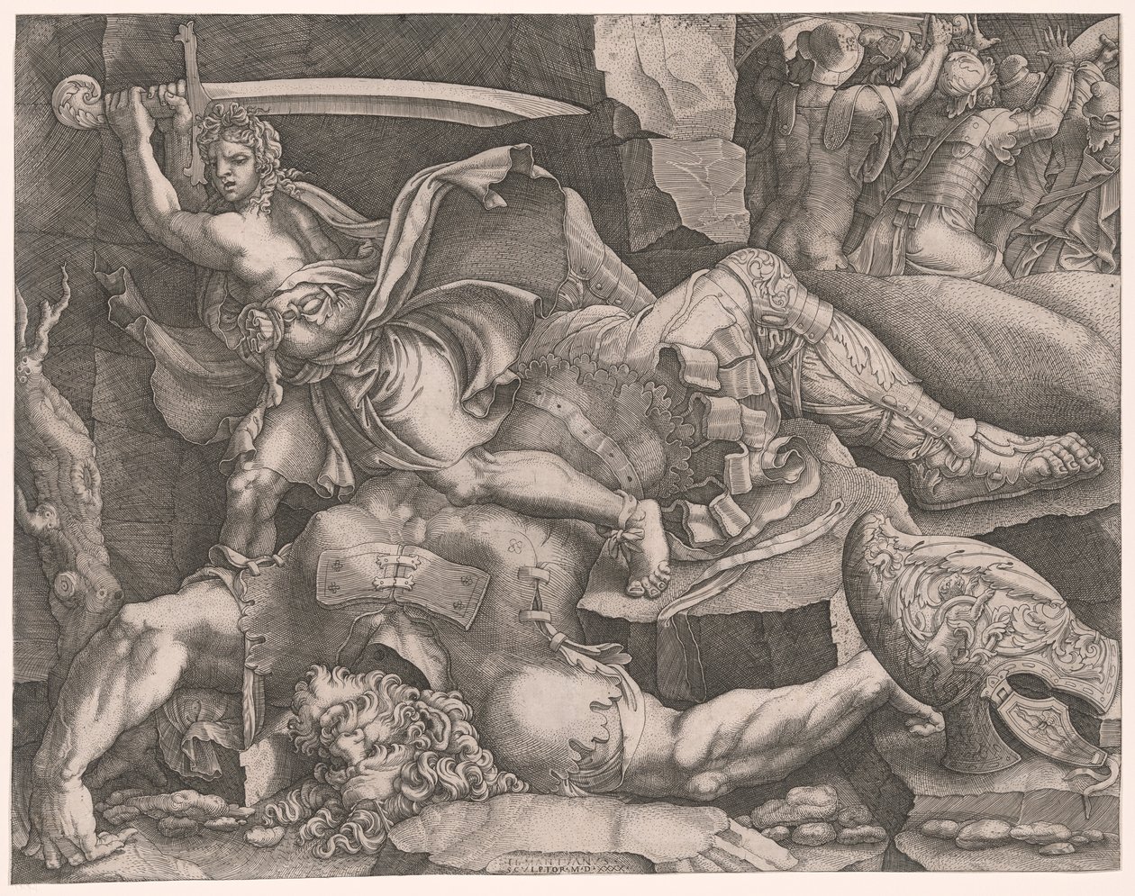 David Cutting Off Goliath