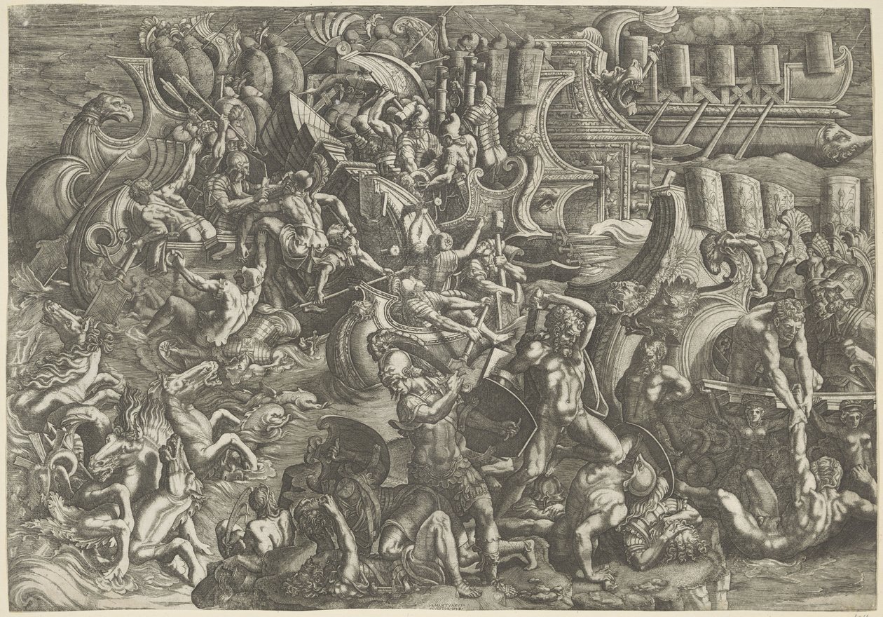 Sea Battle between the Trojans and the Greeks by Giovanni Battista Scultori