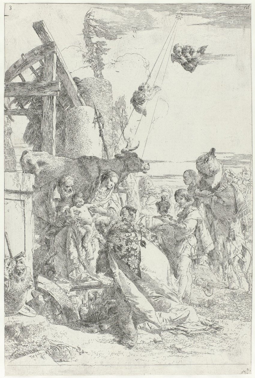 Adoration of the Christ Child by Three Kings by Giovanni Battista Tiepolo