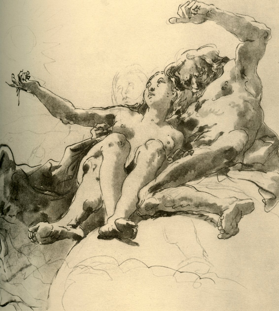 Elderly Man beside a Young Woman Who Points Up to the Sun by Giovanni-Battista Tiepolo