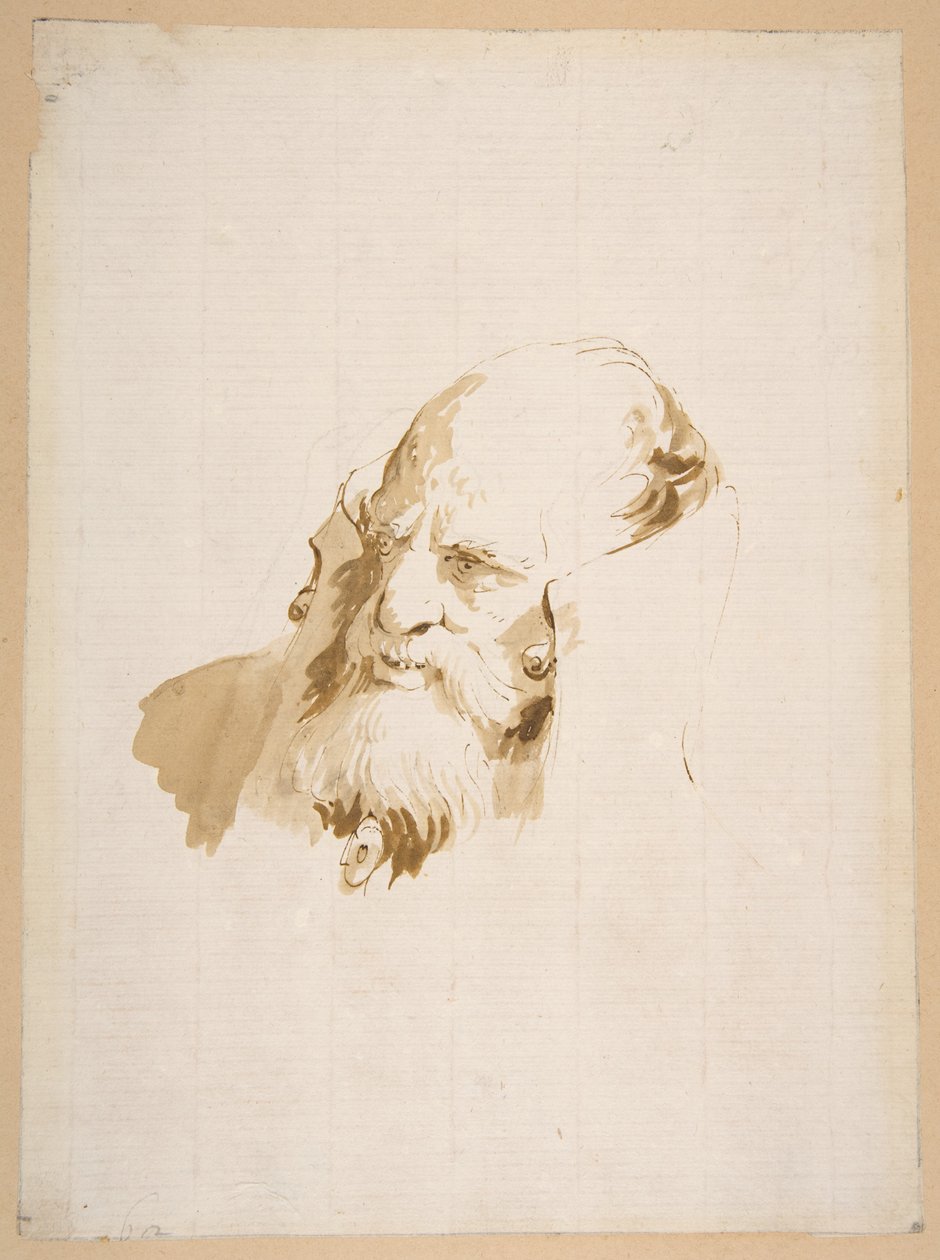 Head of a Man Wearing a High Collar by Giovanni Battista Tiepolo