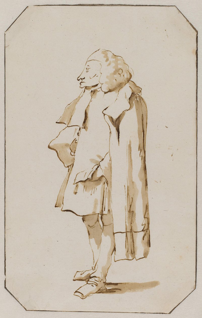 Caricature of a Standing Man in a Cape by Giovanni Battista Tiepolo