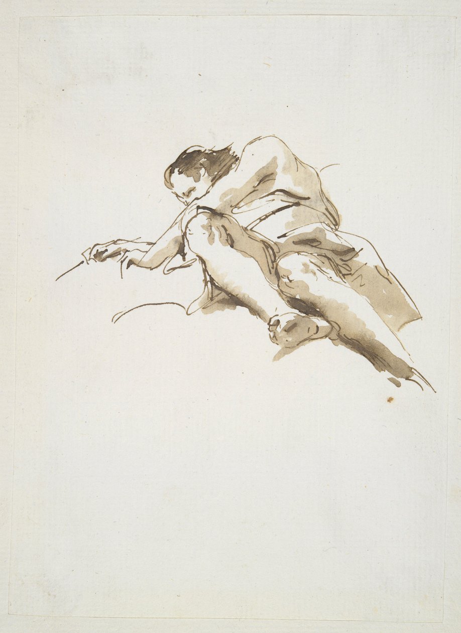 Reclining Male Figure Seen from Below by Giovanni-Battista Tiepolo