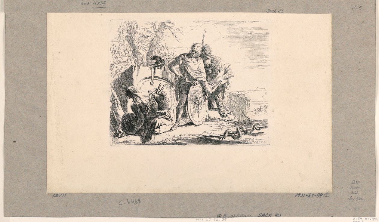 Seated Woman, Young Soldier, and Magus, from the Vari Capricci by Giovanni Battista Tiepolo