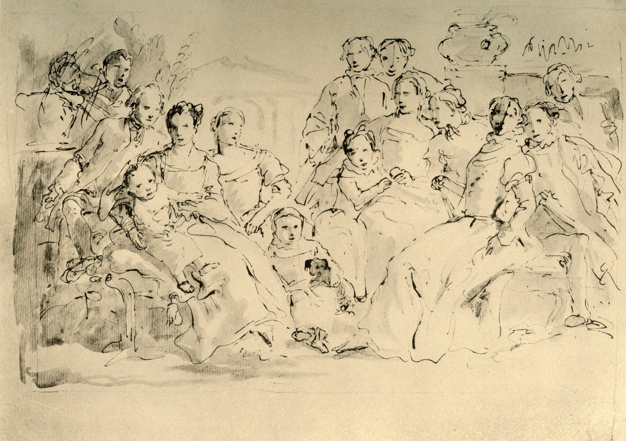 Sketch for a Group Portrait, Mid 18th Century, 1928 by Giovanni Battista Tiepolo