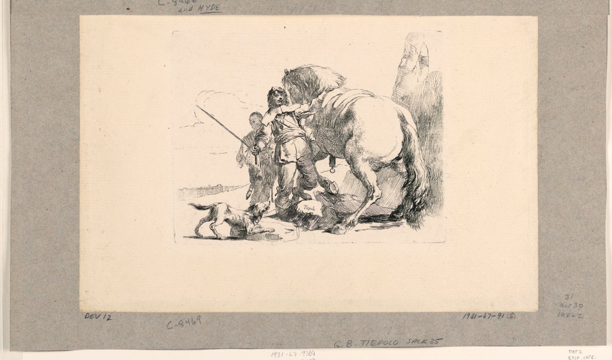 Soldier with Horse and Groom, from the Vari Capricci by Giovanni Battista Tiepolo