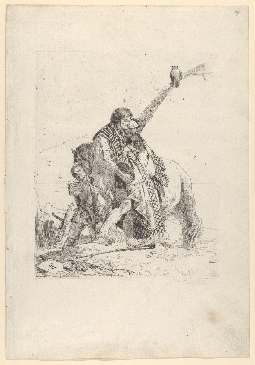 Three Men standing beside a Horse by Giovanni Battista Tiepolo