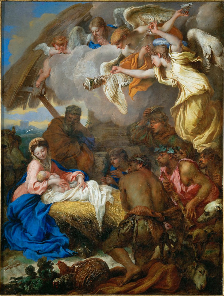The Adoration of the Shepherds by Giovanni Benedetto (1609-64) Castiglione