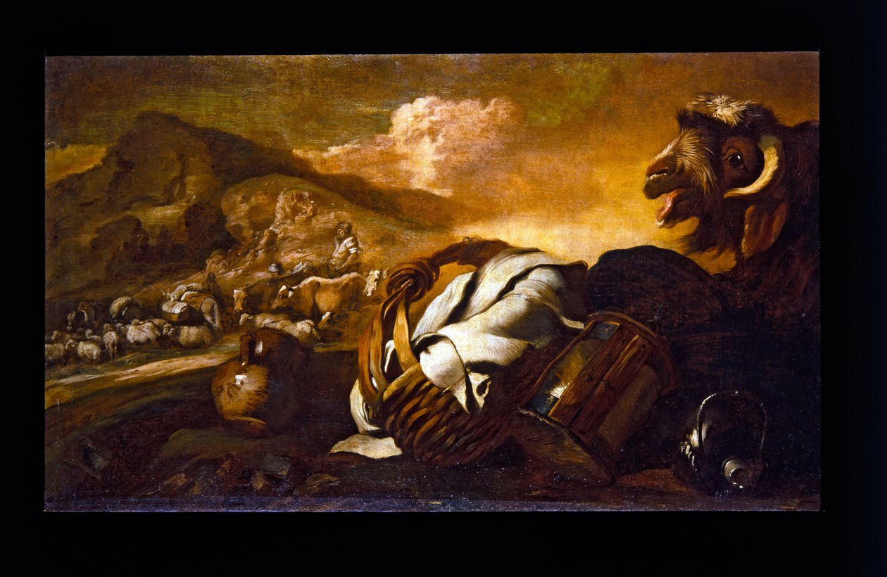 Still Life with Goat by Giovanni Benedetto (1609-64) Castiglione