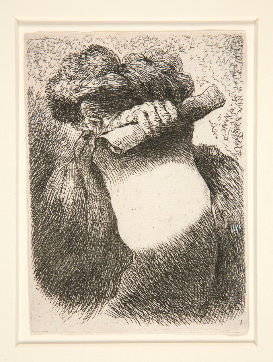 Figure Holding a Large Banderole, from the Series Small Studies of Heads by Giovanni Benedetto Castiglione