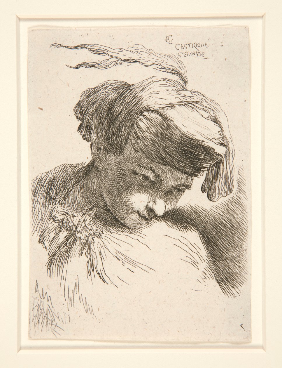 Figure with Their Head Leaning Against Their Shoulder, from the Series Small Studies of Heads by Giovanni Benedetto Castiglione