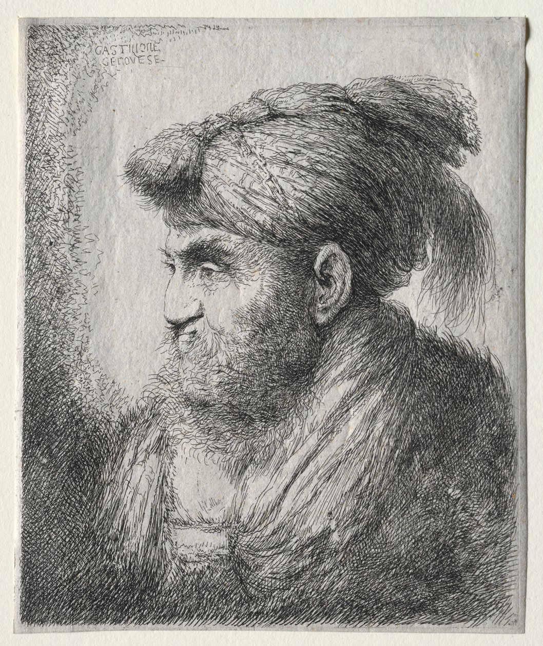 Head of a Man in Oriental Turban by Giovanni Benedetto Castiglione