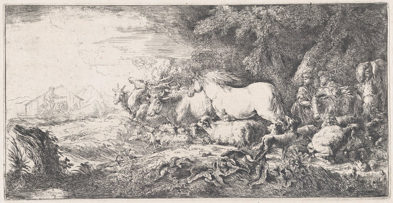 Noah and the animals entering the ark, ca. 1650-55 by Giovanni Benedetto Castiglione