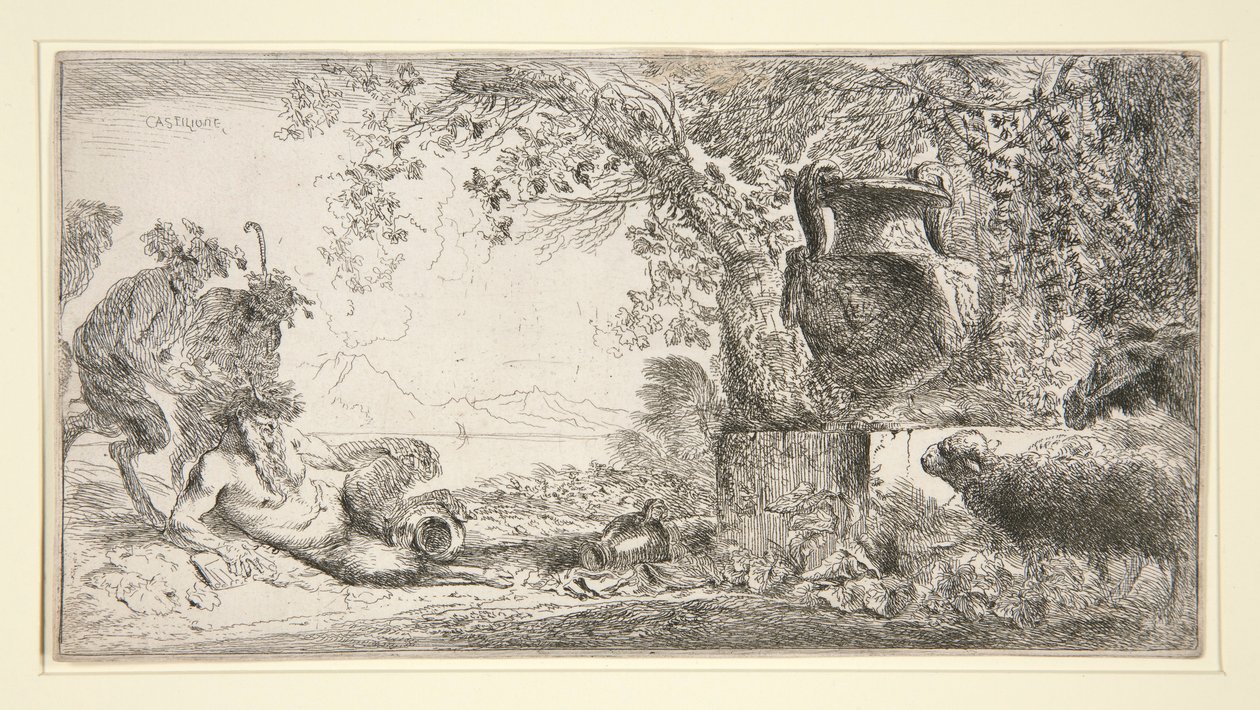 Pan Seated Opposite a Vase by Giovanni Benedetto Castiglione