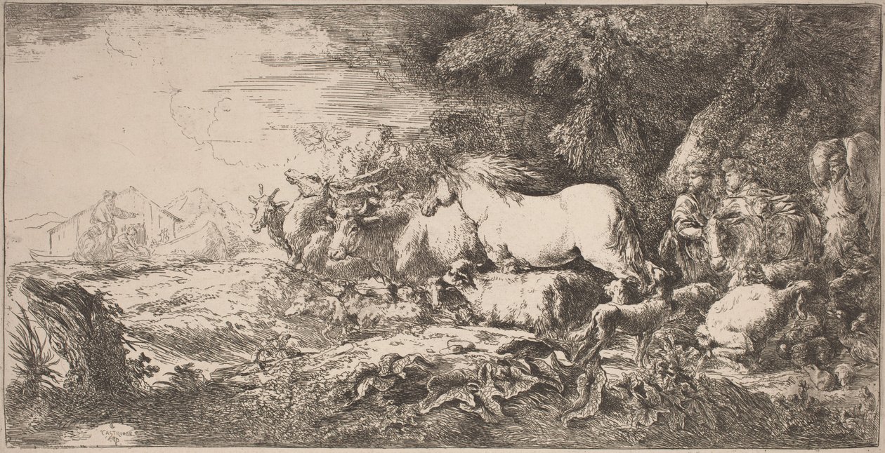 The Animals Going toward the Ark by Giovanni Benedetto Castiglione