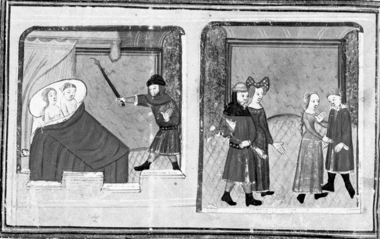 Decameron, Cimon observes Iphigenia; a double marriage is celebrated. Fifth day, story 4 by Giovanni Boccaccio
