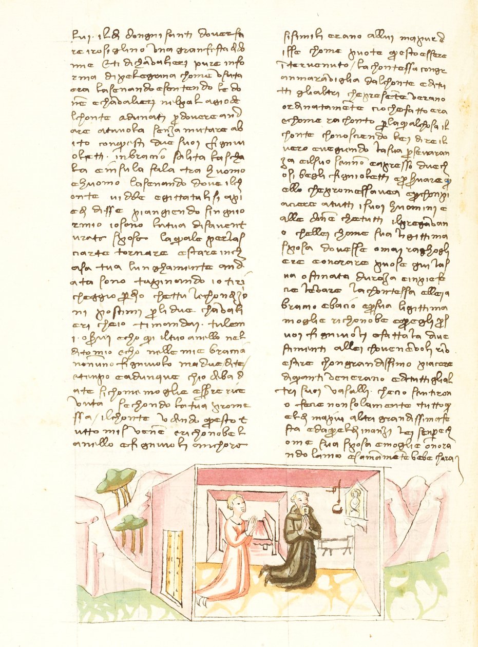 Decameron, The Indiscreet Jewels - Alibech and Rustico praying, Third day, story 10 by Giovanni Boccaccio