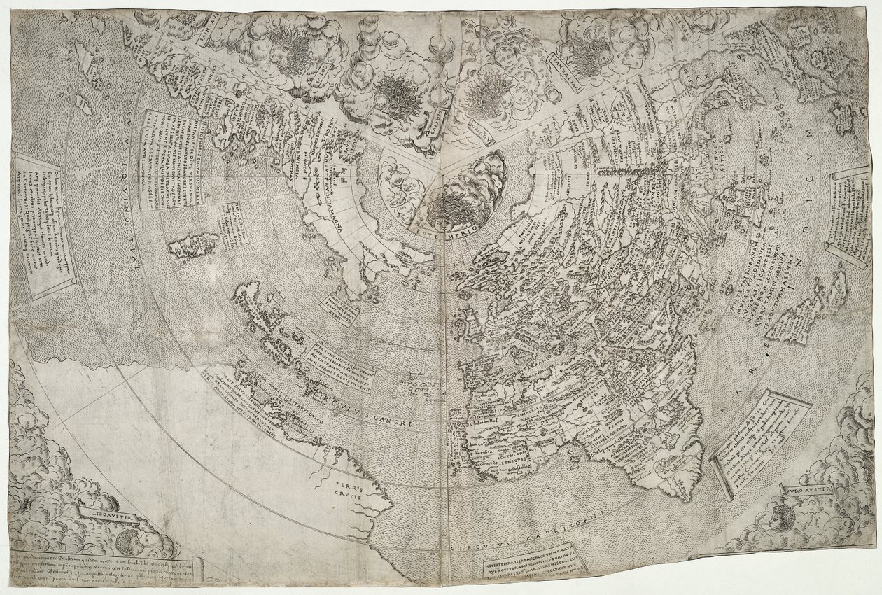 World Map, Mundu [sic] Spericum... Cognosces Diligentia Joani Mathei Contareni, by Contarini, Giovanni and Francesco Rosselli by Giovanni Contarini