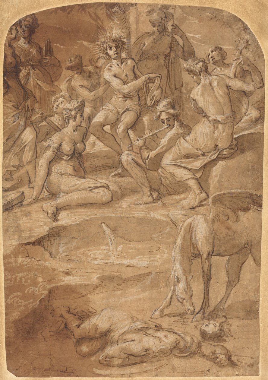 Apollo and the Muses on Mount Parnassus, c.1640 by Giovanni Cristoforo Storer